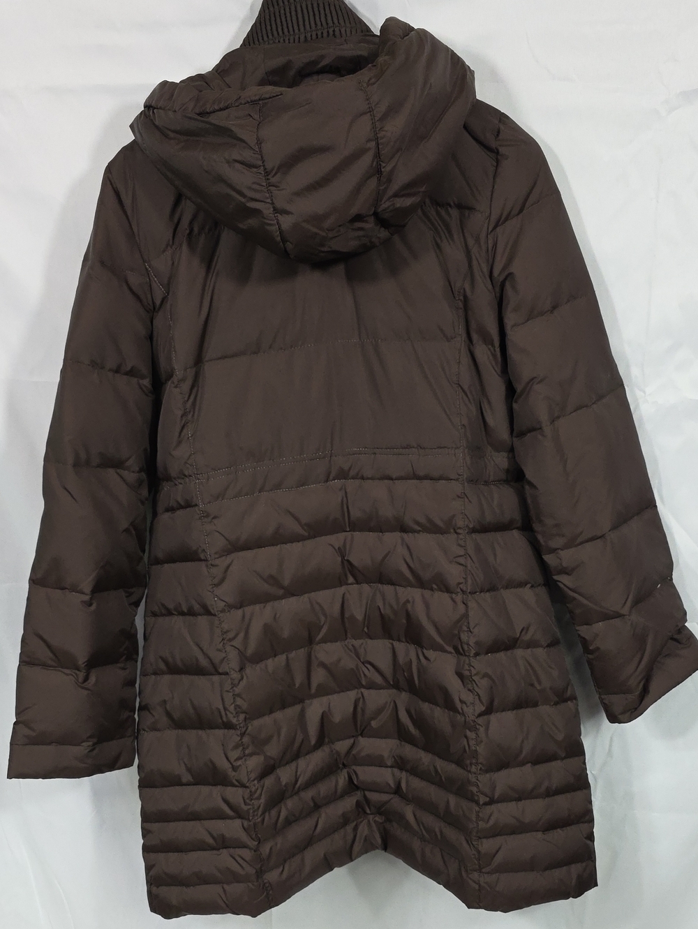 DKNY Women's Quilted Hooded Puffer Coat - Dark Brown Size Small (W587) - Picture 4 of 5